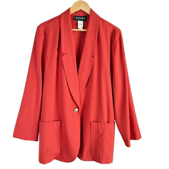 Vintage 80s Requirements Long Blazer Burnt Orange Ornate Gold Button Front Sz 12 - Picture 1 of 10